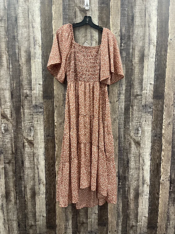 Brown & Cream Dress Casual Maxi Polygram, Size M