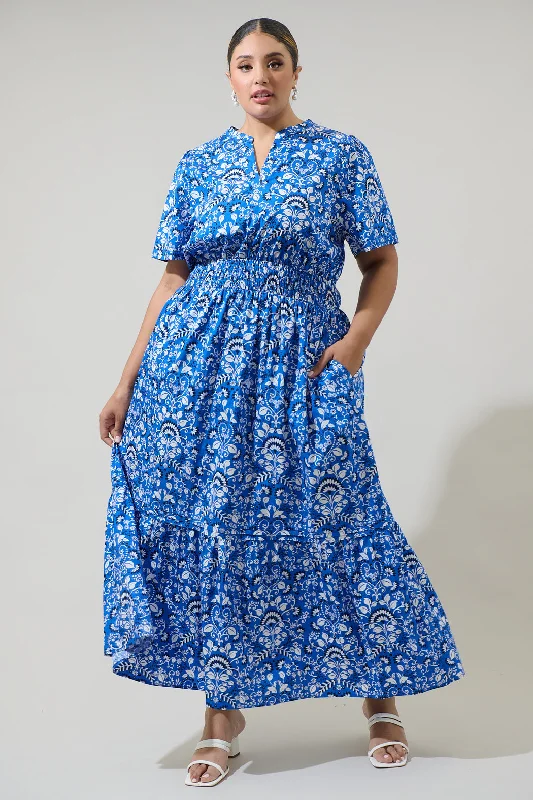 Lulu Floral Belraj Poplin Maxi Dress Curve