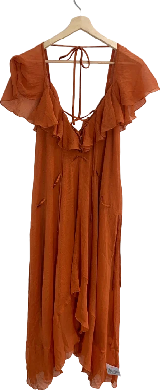 ASOS Design Rust Ruffle Trim Maxi Dress UK 10