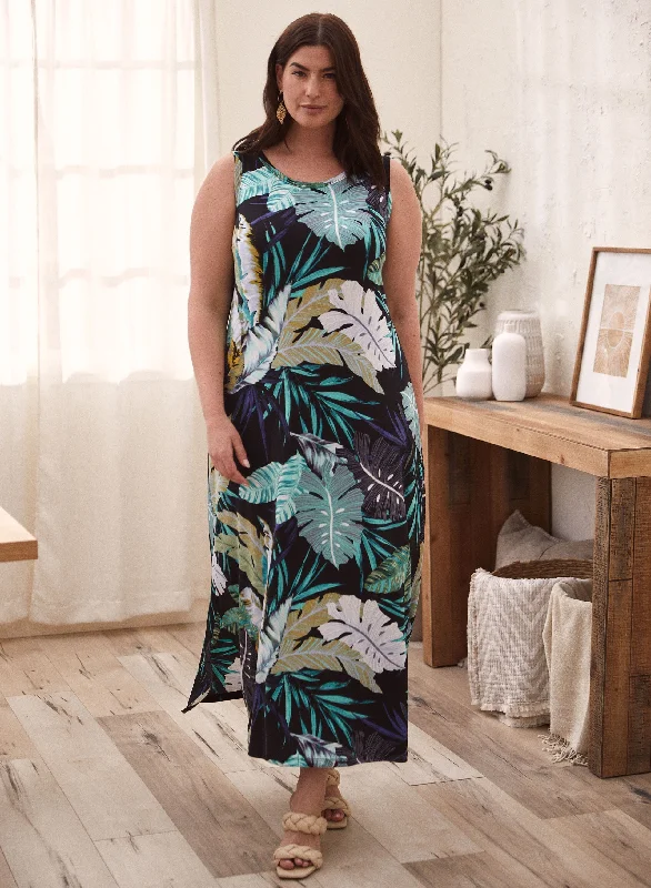 Tropical Print Maxi Dress