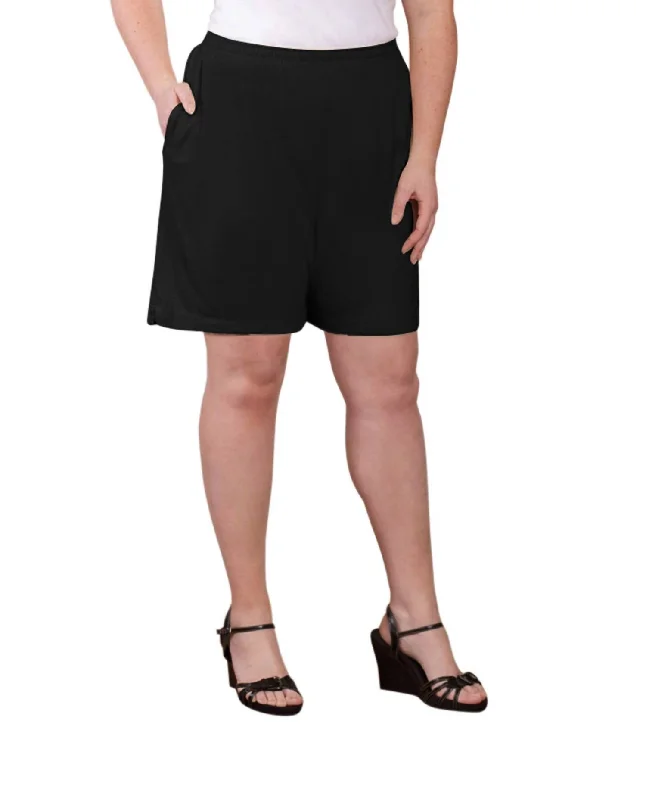 Side Jersey Cotton Shorts - Plus In Black