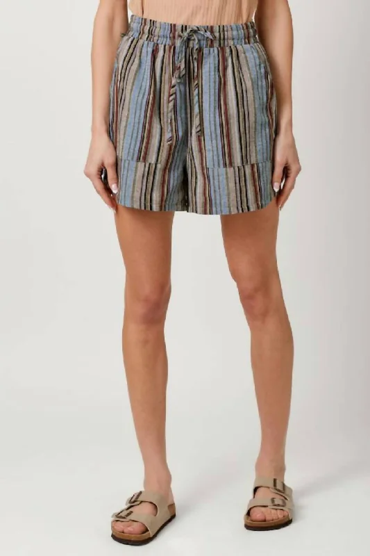 Stripe Shorts In Blue Mix