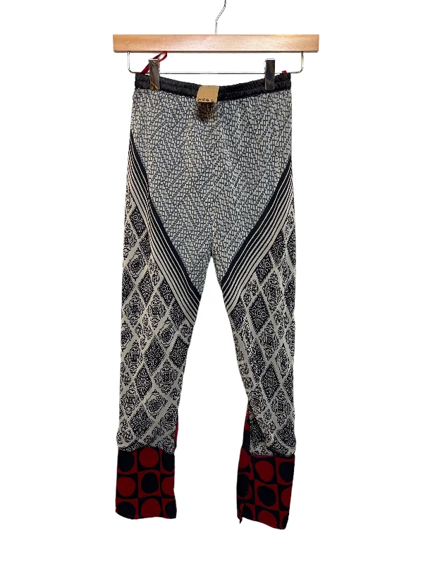 Women’s White Black Patterned Trousers (Size XXS)