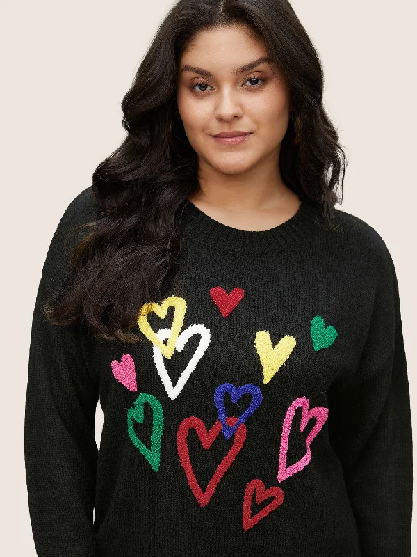 Heart Towel Embroidered Crew Neck Pullover